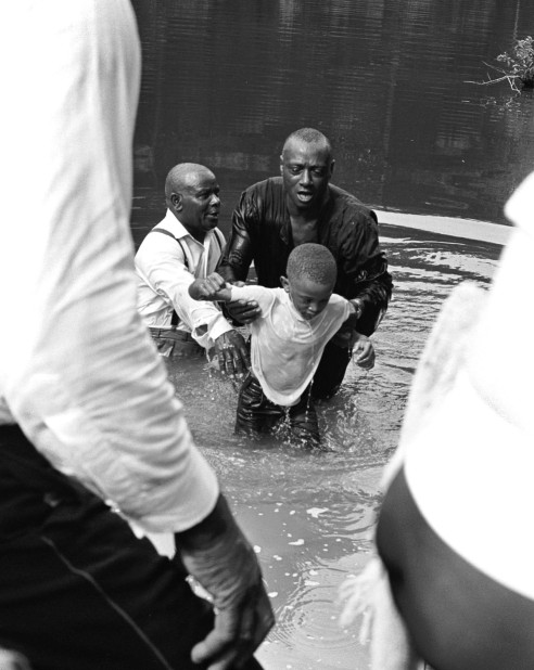 A pond baptism in East Texas.
